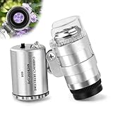 JUOIFIP Juwelier Lupe 60X mit Licht Mini Mikroskop,Taschenmikroskop Edelsteinelupe mit LED/UV Licht Trichome Lupe Handy Mikroskop Vergrößerungsglas für Enge Arbeit, Schmuck,Münzen,Briefmarken