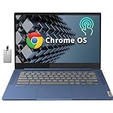 Lenovo IdeaPad Slim 3 Chromebook, 35,6 cm (14 Zoll) FHD IPS Touchscreen Laptop, MediaTek Kompanio 520 Prozessor, 4 GB RAM, 64 GB eMMC, Webcam, normale Tastatur, WiFi6, Chrome OS, Abyss Blue, 128 GB