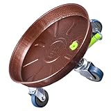 Yardenfun Vintage Eisen Blumentopfwagen mit Universalrollen Runder Robuster Pflanztopfständer für Drinnen und Draußen Stabiler Pflanzenroller für Balkon Terrasse und Garten Hoher Traglast
