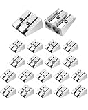 HSIXHAF Doppelloch Bleistiftspitzer, 20 pcs Aluminiumlegierung Bleistiftspitzer Mini Bleistiftspitzer Metallkeilspitzer für Bleistifte Handheld Metall Bleistiftspitzer für Schulen Büros Art