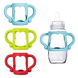 3 Stück Babyflaschen Griffe,Babyflaschen Griffe Silikon,Fütterung Flaschengriff,Silikon Flaschengriff, Flaschengriff Halter für Kinder Kleine Hand Greifdesign,für Dr. Brown Schmale Flaschen