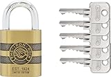 ABUS Vorhängeschloss Messing 83/45 IRON ROCK Jubiläumsschloss mit 5 Schlüssel vs. - gehärteter Stahlbügel, nano protect - wetterfest -…