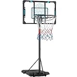 Yaheetech Basketballkorb, Höhenverstellbarer Basketballständer für Indoor & Outdoor, Tragbare Basketballanlage mit Rollen 216 – 246 cm