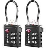 TSA Schlösser mit Öffnungsanzeige – Kofferschlösser – Gepäckschlösser für Koffer, Rucksack und sonstiges Gepäck – 2 Stück, Schwarz