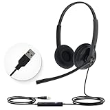 Yealink UH34 USB Wired Headset mit Mikrofon - Stereo-Kopfhörer mit Geräuschunterdrückung, professionelle Business-Kopfhörer VoIP-Telefon Computer Call Center Büro