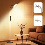 GOOSKI LED Stehlampe Wohnzimmer, 32W Deckenfluter LED mit Fernbedienung, 2700K-6500K Stufenloses Dimmen, Moderne Leselampe Stehleuchte für Wohnzimmer Schlafzimmer Büro, Schwarz