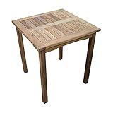 Strandkorbwerk Teakholz Gartentisch rechteckig Beistelltisch naturbelassen Teak Tixsch (70 cm x 70 cm)