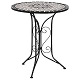 QZZCED Mosaik-Bistrotisch Grau 61 cm Keramik, Balkon Esstisch Garten Lounge Tisch Patio Tisch Outdoor Tisch für Gärten, Terrassen, Balkone