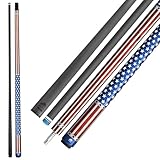 RHINO National Flags Billardqueue – Amerikanische (USA) Flagge (3/8-8 Gelenk) – 12,5 mm Spitzendurchmesser, 3D-Druckgriff, Schaft aus 100 % Kohlefaser und Verbundstumpf, Pro Taper