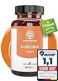 Pure Nature Kurkuma Kapseln Komplex HOCHDOSIERT [1 Kps/Tag I 12.000mg Curcuma] - Curcuma Kapseln hochdosiert mit Vitamin C & Piperin - 90 Kurkuma Kapseln - Hergestellt in DE