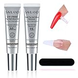 SAVILAND No Curing Nagelkleber mit Entferner: 30 Tage Nagelkleber für Kunstnägel Extra Stark Nagelkleber für Tips,15S Fast Nagelkleber Entferner,Nagelkleber Gel & Nail Glue Remover Set Nail Art Tools