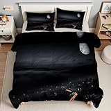 Bettdecke 135x200 Stadt Steppdecke 135x200 Mond 4 Jahreszeiten Bettdecken mit 2 Kissenbezug, Waschbar Microfaser Bettzeug, Warme Weiche Bettdecke ohne BezugT5390