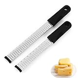 2 Stück ReibeParmesanreibe Käsereibe Zitronenreibe Edelstahl Reibe mit Rasiermesser-Scharfe Klinge, Fein Reibe Knoblauchreibe Ingwerreibe Muskatreibe Raspel Küchenreibe für Käse Zitronen Spülmaschin