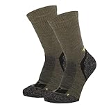 XTREME SOCKSWEAR Merino Wandersocken Herren & Damen, 2er-Pack M 39-42: Merinosocken Outdoor Socken, Wollsocken Wandern Unisex, Atmungsaktive Coolmax Hiking- und Outdoorsocken Merinowolle, Grün