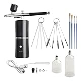 Leicht zu bedienendes, tragbares Airbrush-Set mit Verstellbarkeit für verschiedene Malaufgaben (Schwarz C)