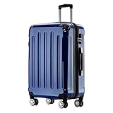 BEIBYE Hartschalen Koffer Trolley Rollkoffer Reisekoffer 4 Zwillingsrollen Polycabonat (Blau, 76cm -110L)
