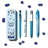 BIC 978217 Stifte Set in Metallbox: 1 Kugelschreiber, 1 Textmarker, 1 Tintenroller und 1 Druckbleistift, My Summer Collection Blau, 4 Stück (1er Pack)