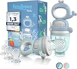 TABRIX® Fruchtsauger Baby ab 3 Monate & Kleinkind (2x) - Zahnungshilfe Baby mit Druckfunktion für Beikost -BPA-Frei- Alternative für Schnuller/Beißring Baby - Baby Geschenk - Baby Essen Zubehör