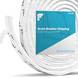 shinfly Bürstendichtung Selbstklebend 9 mm(B) x 15 mm(D) x 5M(L), Bürstendichtung für Rolladen, Tür, Fenster, Schiebetür, Kleiderschränk Insektenschutz, Staub- und Lärm (Weiß, 5M)
