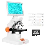 HDMI Digitales Mikroskop, MatataStudio MT3-2 7-zoll USB LCD Mikroskops 1200x 1080p Durchlicht Auflicht Mikroskopkamera für Foto Video Biologische Mikroskop-Kit mit 3*Objektive 10*Objektträger 8G-Karte