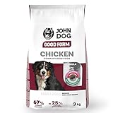 JOHN DOG Trockenfutter für Hunde Good Form Huhn - Hundefutter für Erwachsene Hunde mittlerer und großer Rassen - Hundetrockenfutter mit gesunde Zutaten - 3kg