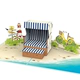 papercrush® Pop-Up Karte Strandkorb - 3D Geburtstagskarte für Urlaub am Meer, Tolles Geldgeschenk für Strandurlaub, Reise an Nordsee, Sylt & Ostsee, Gutschein für Urlaubsreise & Urlaubsgeld