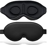 3D Schlafmaske für Herren Frauen,Lichtblockierende Augenmaske Nachtmaske, Weich Bequem Schlafbrille mit Nasenpads und Verstellbarem Riemen, Sleeping Mask für Schlafen Reisen Yoga Meditation (BLACK)