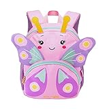 PROTAURI Jungen Mädche Rucksack Kinder Schulrucksäcke Kindergarten Vorschule Tagesrucksack Karikatur Tier Reise Tasche für 2-6 Jahre(Schmetterling)