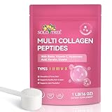 Kollagen Pulver 16 Unzen, Multi Kollagen Peptide Pulver Typ I, II, III, V, X + Biotin, Hyaluronsäure, Keratin, Elastin, Vitamin C, Kollagen Peptide für Haare, Nägel, Haut und Gelenkgesundheit