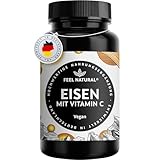 Eisentabletten, 180 Stück – Eisen 20mg mit Vitamin C 40mg – hohe Bioverfügbarkeit durch Eisenbisglycinat – vegan, laborgeprüft & in Deutschland entwickelt