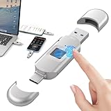 WhFKLca USB 3.0-Flash-Laufwerk Mit Fingerabdruck, 64 Gb/128 Gb/256 Gb/512 Gb USB-Laufwerk Für iPhone 15/iPad/Android/Windows/Mac, 60 Fingerabdruck-Ids Zulässig, Memory Stick 256GB
