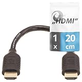 Kurzes HDMI-Kabel, 20 cm - 4K, ARC, UHD, Full HD, Ethernet - schwarz - kompatibel mit TV, PS5, Nintendo Wii, Xbox, 0,2 m