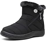 Damen Winterstiefel Wasserdicht Warm gefütterte Schneestiefel Winterschuhe Winter Kurzschaft Stiefel Boots Schuhe Schwarz 38