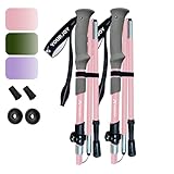 Yourjoy Wanderstöcke, Macaron-Farben, 2 Stück, stoßfest, verstellbar, zusammenklappbar, für Trekking oder Spazierengehen, leichte Aluminiumstöcke für Erwachsene, Rosa