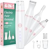 Gesichtshaarentferner für Frauen,4-in-1 Rasierer Damen,Nasenhaartrimmer,Intimrasierer Haarentfernung,Elektrisch Gesichtsrasierer Damen,Augenbrauenrasierer,für Gesicht,Bikinizone,Nasen/Ohren,USB