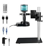 RUZIZAO Digitales Mikroskop, 48 Megapixel 1080P Industrie Mikroskop mit Metallfuß, HDMI/USB, 150X HD Objektiv, 56 Einstellbare Ringlichter, Schweißen Elektronik Reparatur Microscope für Erwachsene