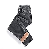 Jeans Hosen Damen Plüsch Gefüttert Warme | High Waist Thermo Jeanshose Frauen Verdickte Thermo Jeans | Winter Baggy Freizeithosen Straight Denimhosen | Fleece Jeans Plus Samt Jeans Lange Winterhosen