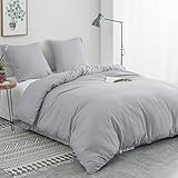 AYSW Winter Bettwäsche gebürstet Microfaser 1 Bettbezug 200x200cm + 2 Kopfkissenbezug 80x80cm mit YKK Reißverschluss 2 Weg Hell Grau