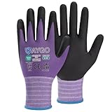 KAYGO Arbeitshandschuhe Herren Damen 3 Paar, Mikro Schaum Nitril beschichtet Atmungsaktiv Nylon Schutzhandschuhe, Antirutsch Grip Leicht Ölbeständig, Ideal für Auto Arbeit, KG18N (Violett, M, Gr 8)