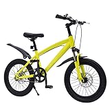 hinnhonay 18 Zoll Mountainbike, Kinderfahrrad, für Kinder mit Einer Körpergröße Von 4,1-4,59ft, Scheibenbremse, Gelb und Schwarz, Jungen und Mädchen