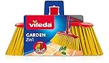 Vileda 2in1 Garden Outdoor-Besen mit Zwei Arten, Garten, für Laub, für Kiesel, recycelt, 17 x 37,5 x 5,5 cm, 386 g, Schwarz, Cyan, Magenta, Gelb