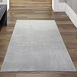 Vorleger Teppich Läufer Badezimmer, Esszimmmer, Gästezimmer | weicher Flokati waschbar in grau, 60x110 cm