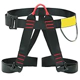 GBKDQQ Klettergurt: Befestigender Klettergurte Absturzsicherung Sicherheitsgurt zum Feuerrettung, Bergsteigen, Halber Körperklettergurt Kletterausrüstung für Frauen Männer Kinder - Schwarz