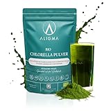 Aligma Bio-Chlorella-Pulver 250 g zur Stärkung des Immunsystems, Super Grüns-Pulver, natürliche Quelle für veganes Protein, Mineralien und Vitamine | Wiederverschließbare Verpackung