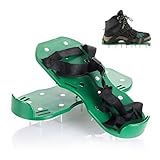 Relaxdays Rasenlüfter Schuhe, je 13 Nägel, Vertikutierer, Nagelschuhe Rasen, Estrichschuhe, BT: 32,5x15 cm, schwarz/grün
