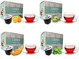 Caffè Vulcanus – MIX aus 60 Instant-Teekapseln in den Geschmacksrichtungen Minze, Melone, Zitrone und Orange. Kapseln kompatibel mit Nescafé Dolce Gusto.