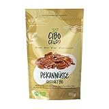 Bio-Geschälte Pekannüsse - 100g. Natürliche Bio-Pekannüsse, ungesalzen und ungeröstet. Quelle von Ballaststoffen, ungesättigten Fettsäuren, Mineralstoffen und Aminosäuren. Bio-Pekannüsse