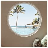 bacedifo Aluminiumlegierung Links Und Rechts Drehbar Fenster Rund Transparentes Hartglas Wohnzimmer-Schlafzimmer-Aussichtsfenster Für Arbeitszimmer Küche (weiß Durchmesser 23,6 ')