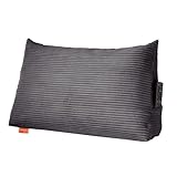 sleepling Rückenkissen Cord Optik, Keilkissen für Bett und Sofa, Lendenkissen, dreieckiges Lesekissen, Strandkissen, Kissen mit abnehmbarem waschbarem Bezug, Seitenfach, 70 cm breit, dunkelgrau