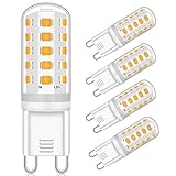 YUIIP G9 LED Dimmbar Leuchtmittel 5W Ersatz für 40W 50W Halogenlampe - Warmweiß 2700K Led glühbirnen - G9 Sockel Led Birne Lampe, 400LM,AC 220-240V, 4er Pack